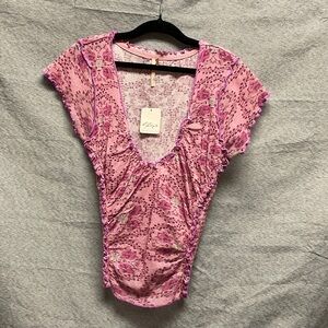 Free People Purple and Pink Knit Top
